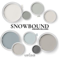 six different shades of gray paint with the words snowbound above them