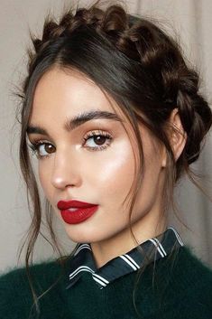 (paid link) Glamorous Eye makeup natural & Eye Shadow Hair And Makeup Ideas, Romantic Hair, Red Lipstick, Hair And Makeup, Makeup Ideas, Red, Hair, Make Up Ideas