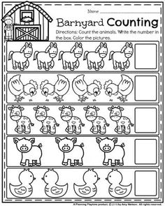 the farmyard counting worksheet for children to practice counting and number recognition skills