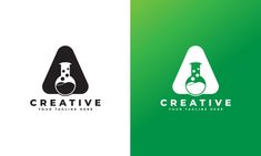 two logos for creative lab, one with a beak and the other with a beak