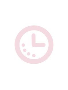 an image of a clock that is in the middle of a white background with pink lettering