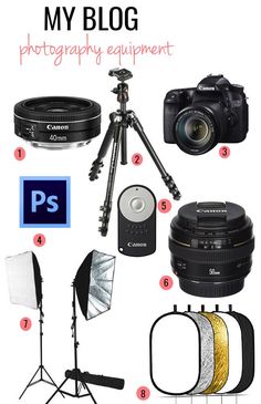 an image of photography equipment with the words my blog on it