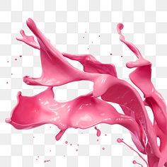 pink liquid splashing down the side of a white background