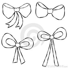 four different bows on white background