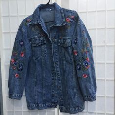 Color: Blue Medium Wash Size: Small (S) Condition: New Without Tag, Unused, No Notable Flaws Or Wear. Measurement: Bust: 44.9 Inch, Length: 29.5 Inch, Sleeve Length: 20.5 Inch, Cuff: 10.2 Inch. Denim Floral Print Long Sleeve Outerwear, Denim Blue Long Sleeve Outerwear With Floral Embroidery, Long Sleeve Denim Blue Outerwear With Floral Embroidery, Denim Blue Floral Embroidery Long Sleeve Outerwear, Blue Floral Denim Outerwear, Blue Casual Floral Print Outerwear, Casual Blue Floral Print Outerwear, Long Sleeve Denim Jacket With Floral Embroidery For Fall, Blue Embroidered Long Sleeve Denim Jacket