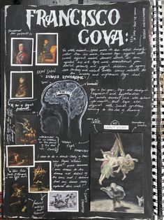 a blackboard with pictures and writing on it that says francisco goya's