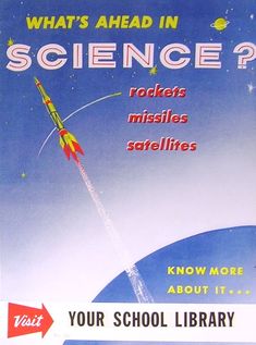 a book cover with an image of a rocket in the sky and text that reads what's ahead in science?