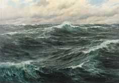 an oil painting of waves in the ocean