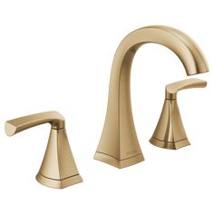 a gold faucet with two handles