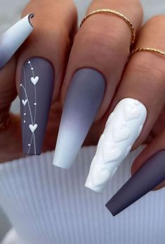 2025 Nails, Halloween Nail Ideas, Grey Nail, Grey Nail Designs, Shaped Nails, Fancy Nails Designs, Stylish Nails Designs, Girly Acrylic Nails, Spring 2025