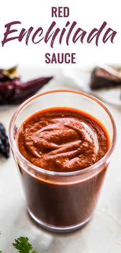 red encellada sauce in a small glass bowl