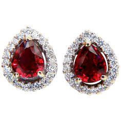 Red Diamond Earrings With Brilliant Cut, Classic Red Diamond Earrings With Brilliant Cut, Ruby Diamond Earrings, Gia Certificate, Diamond Cluster Earrings, Emerald Earrings Studs, Contemporary Earrings, Ruby Earrings, Round Stud Earrings