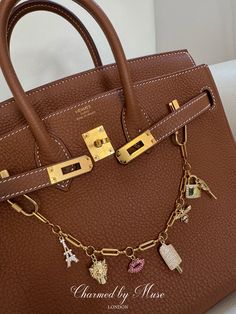 Charmed by Muse custom made bag charm on Birkin 25 classic gold on gold Bag Charm Aesthetic, Charm Aesthetic, Birkin 25, Classic Gold, Custom Bags, Muse, Custom Made, Gold