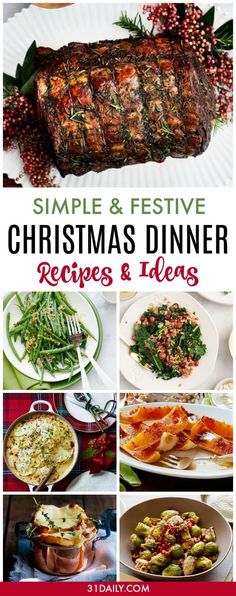 christmas dinner recipes and ideas with text overlay