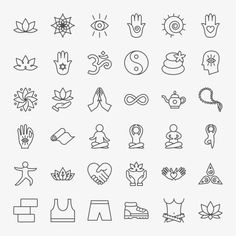 the outline icons for yoga and meditation