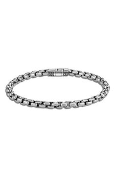 This slim box-chain bracelet in durable sterling silver makes a subtle everyday accessory. Style Name:John Hardy Men's Classic Chain Box Chain Bracelet. Style Number: 6022007. Available in stores. Timeless Sterling Silver Bracelet With Rectangular Links, Luxury Sterling Silver Round Box Chain Bracelet, Timeless Sterling Silver Box Chain Bracelet, Classic Silver Chain Bracelet With Polished Finish, Classic Box Chain Link Bracelets, Classic Chain Bracelet With Round Solid Links, Classic Round Chain Bracelet With Solid Links, Sterling Silver Jubilee Chain Bracelet With Rectangular Links, Classic Formal Box Chain Bracelets