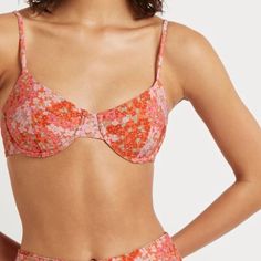 Nwt Bond Eye Australia Calvello Garden Floral Underwire Bikini Swim Top- Size Medium / M Condition: New With Tags. No Visible Flaws. - Color: Peach - Soft Touch Matte Lycra Fabric - Adjustable Skinny Straps - E Hook Back Fastening - Underwire *** I Am Also Selling A Matching Bikini Bottom In A Size Large (Same Peach Floral Pattern). Feel Free To Bundle Them Together To Create A Complete 2 Piece Bikini Set! *** Underwire Floral Print Swimwear, Floral Print Underwire Swimwear, Orange Swimwear With Built-in Bra For Summer, Orange Triangle Top Swimwear With Floral Print, Orange Floral Print Triangle Top Swimwear, Spring Underwire Swimwear With Padded Cups, Orange Floral Print Swimwear, Orange Summer Swimwear With Adjustable Straps, Spring Orange Swimwear With Adjustable Straps