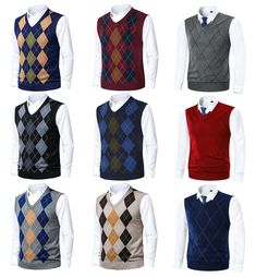 Feature: *100% Brand new and high quality. *Fashion Mens Sweater Vest, Classic Argyle Pattern, Soft Wool Knit Fabric, Basic V-Neck Designed, make this knitted sweater vest an on-trend essential. *This Basic Pullover Sweater Vest featuring lightweight, soft and durable.Sleeveless pullover sweater vest,basic argyle style,classic v collar,wool knitted sweater vest.Ideal gift for families, friends, husband or boyfriend. Description: Size:M,L,XL,XXL,3XL Color: black,navy blue,grey,camel Material: Wool,Polyester,Acrylic Sleeve length:sleeveless Neckline:V Neck Pattern:Argyle Season:winter,spring,fall Note: 1.Due to the light and screen difference, the item's color may be slightly different from the pictures. Please understand. 2.Please allow 2-3% error due to manual measurement.Please make sure Mens Sweater Vest, Mens Argyle Sweater, Sweater Vest Mens, Argyle Sweater Vest, Vest Sweater, Sleeveless Jumper, Sweaters For Men, Argyle Pattern, Mens Sweater