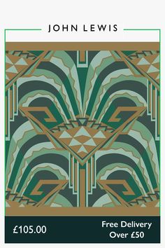 an art deco poster for john lewis's free delivery over $ 50 or more