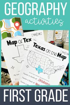 the first grade map worksheet with text overlay