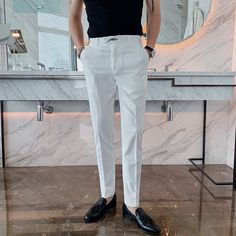 Product information: Style: light businessPants type: straight typeFabric name: Cotton blendedMain fabric composition: viscoseThe content of the main fabric ingredient: 29 (%)Colors: White, Black Size Information:Size: 29,30,31,32,33,34,36 Size（Unit：cm） Waist Hips Pants length Thigh circumference Trouser mouth 28 73 88 97 52 29 29 76 92 98 54 30 30 79 96 99 56 31 31 82 100 100 58 32 32 85 104 104 60 33 33 88 108 108 62 34 34 91 112 112 64 35 36 94 116 116 66 36 Note:1. Asian sizes are 1 to 2 siz Slim Fit Straight Leg Summer Pants, Slim Fit Solid Color Summer Pants, Slim Fit Summer Pants, Slim Fit Pants For Summer, Slim Fit Solid Pants For Summer, Slim Fit Dress Pants For Spring, Slim Fit Straight Dress Pants For Summer, Slim Fit Straight Summer Dress Pants, Slim Fit Business Pants For Spring