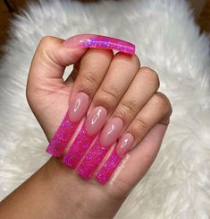 Xl French Tip Nails, Pink Clear Acrylic Nails, French Tip Nails Pink, American Nails, Clear Acrylic Nails, Hello Nails, Diy Acrylic Nails, Claw Nails