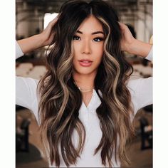 Medium Wavy Hair Color Ideas, 2023 Hair Color Trends For Black Hair, Brunettes Medium Length Hair, Asian Blonde Highlights Short, Black And Blond Balayage, Dark Hair Chocolate Balayage, Dark Money Piece Hair Brunette, Shag Balayage Brunette, Hair Stylist Hairstyles