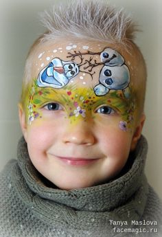 Снеговик Олаф. Аквагрим выполнен Таней Масловой. Face Painting For Boys, Kids Painting Party, Face P