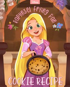 a cartoon character holding a cookie in her hand