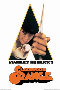 a clockwork orange movie poster with a man in top hat holding a pair of scissors