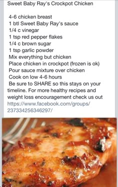 the recipe for sweet baby ray's crockpot chicken