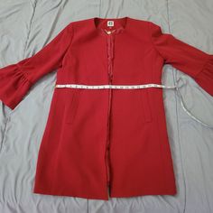 Anne Klein Red Overcoat/Jacket Size M Brand New Red Stretch Outerwear For Fall, Red Stretch Outerwear For Spring, Red Fitted Long Coat, Red Overcoat, Overcoat Jacket, Suit Jackets, Anne Klein, Blazer Suit, Suit Jacket