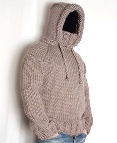 Hand knitted 100% wool mens hoodie sweater with turtleneck, thick pullover quality hand-knitted sweater. perfect for your comfort. Men`s wool sweater is hand knitting from 4 strands 100% wool yarn. sweater is very thick and soft.  weight of the sweater is between 2,4 lbs (2 kg)  - 8,8 lbs (4 kg) depending on size The time for handmade (knitted) sweater is about 5-7 business days after payment. Measurement: size S A= armpit to armpit = 50cm / 19.7 inches B= ength (from shoulder) = 69cm / 27.1 inc Wool Hooded Sweater For Winter, Hooded Wool Sweater For Winter, Cozy Hooded Knit Sweater, Hooded Wool Sweater For Cold Weather, Hand Knitted Hooded Sweater For Winter, Warm Knit Hoodie For Cold Weather, Chunky Knit Hooded Hoodie For Winter, Cozy Knitted Winter Hoodie, Winter Chunky Knit Hoodie