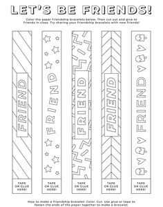 coloring pages for friends with the words, let's be friends and stars on them