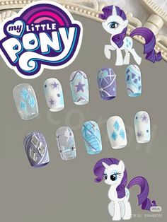 my little pony press on nail inspo Mlp Nails, Realistic Outfits, Cute Nail Designs, Nails Inspo, Rarity, Nail Design, Nail Ideas, Cute Nails, Press On Nails