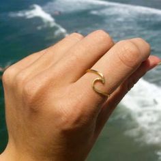 Waterproof Ocean Wave Dainty Ring Size 6 Or 7 Or 8 Wave Ring. 18k Gold On Stainless Steel (Waterproof And Hypoallergenic) Adorable Ring Perfect For The Ocean Lover, Surfer, Mermaid In Your Life Dainty Gold Ring Non-Tarnish Gold Ring Stacking Ring Waterproof Jewelry Gift For Girlfriend Gift For Mom Vacation Jewelry Resort Wear Pura Vida Atolea Pvd On Stainless Steel (Water-Friendly & Hypoallergenic) Tarnish Free Beachy Jewelry Beach Style Summer Jewelry Mom Vacation, Gold Ring Stacking, Beach Rings, Dainty Gold Ring, Vacation Jewelry, Beachy Jewelry, Gold Beach, Gold Waves, Dainty Gold Rings