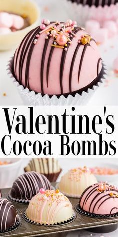 Valentine Baked Treats, Cocoa Balls, Valentine Baking, Hot Chocolate Treats, Valentine's Day Chocolate, Diy Hot Chocolate, Hot Chocolate Cocoa, Valentines Baking, Hot Chocolate Gifts