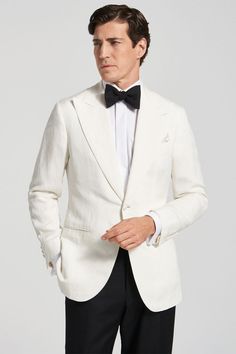 The perfect look for a more formal summer wedding. If you want to truly shine, pair our White Signature Twill Tuxedo Shirt with a White Linen Dinner Jacket. Summer Black Tie Wedding, Formal Summer Wedding, Dinner Jacket, Summer Black