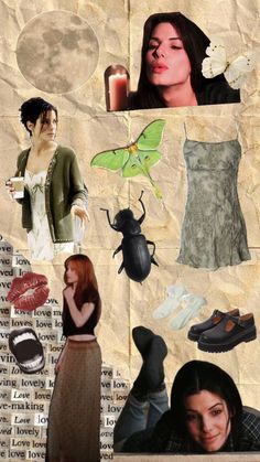 a collage of photos with women's clothing and accessories on them, including shoes