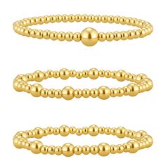 PRICES MAY VARY. Gold Beaded Bracelets for Women:3pcs Gold Bracelet Stack Trendy. Suitable for Wear Alone or Stack With Others for a Layering Style Suitable for Sensitive Skin:Won't Make Your Wrist Green, These Gold Bracelet for Women Are Made Of Great Quality Material With 14k gold plated brass Which Is Durable Enough, Looks Expensive Like Real Gold and Not Easy to Tarnish,Friendly to Sensitive Skin Adjustable Bracelets:This Gold Beaded Bracelets Trendy Are Length:7 Inch, The Gold Bead Bracelet Gold Beaded Bracelets, Gold Bracelets Stacked, Layering Style, Gold Stretch Bracelet, Elastic Bracelets, Brass Cuff Bracelet, Wide Cuff Bracelets, Gold Jewelry Sets, Chic Bracelet