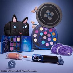 Coraline Makeup Palette, Halloween Makeup Collection, Themed Makeup Collection, Disney Makeup Products, Themed Makeup Products, Coraline Merch, Coraline Makeup