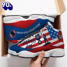 Thank You Veterans Day American Flag All Over Printed Air Jordan 13 Sneakers The Jordan 13 Shoes are a standout in the iconic Air Jordan lineup, celebrated for their sleek design and exceptional performance. Featuring a distinctive silhouette with a combination of suede and leather, these sneakers are not only stylish but also engineered for comfort and support. The 13s are known for their innovative cushioning system and durable outsole, making them a favorite among athletes and sneaker enthusi Leather Jordan Shoes For Sports Events, Lace-up Synthetic Jordan Shoes For Sports Events, Leather Sneakers For Sports Events With Round Toe, Thank You Veteran, Jordan 13 Shoes, Gifts For Veterans, Jordan 13, Veterans Day, Dinosaur Print