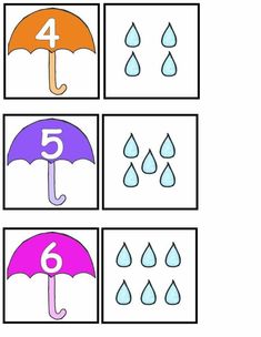 four different umbrellas with the number six on them, and one has five colors