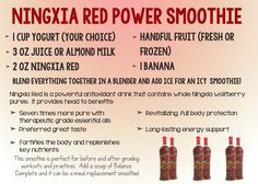 Ningxia Red Power Smoothie Young Living…                                                                                                                                                                                 More Red Smoothie, Power Smoothie