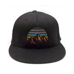 Mountain Sunset Hat Mountain Sunsets, Mountain Hat, Sunset Design, Black Lantern, Outdoor Cap, Mountain Sunset, Mountain Designs, Hats Snapback, Estes Park