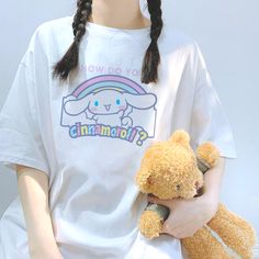 Maddy Outfits, Anime Sanrio, Baggy T-shirt, Kawaii Sanrio, Y2k Tops, Kawaii Fashion, Shirt Outfit, Aesthetic Clothes, Shirts Tops