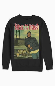 Online Only! Show off your great taste in music with the new Boyz N The Hood Album Cover Crew Neck Sweatshirt. This sweatshirt features a crew neckline, long sleeves, a standard fit, a retro Boyz N The Hood album cover graphic, and a soft fleece fabrication. Crew neckline Long sleeves Standard fit Boyz N The Hood Album Cover graphic Fleece fabrication Machine washable PacSun Mens Boyz N The Hood Album Cover Crew Neck Sweatshirt - Black size 2XL Urban Hoodie With Graphic Print And Crew Neck, Urban Graphic Print Hoodie With Crew Neck, Fan Apparel Sweatshirt With Screen Print, Fan Merchandise Graphic Print Hoodie With Crew Neck, Fan Merchandise Graphic Print Crew Neck Hoodie, Winter Fan Apparel Sweatshirt With Graphic Print, Graphic Print Crew Neck Hoodie For Fans, Pre-shrunk Crew Neck Hoodie For Streetwear, Fan Merchandise Long Sleeve Screen Print Sweatshirt