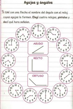 a notebook with several clocks on it and spanish words in the middle, along with other numbers