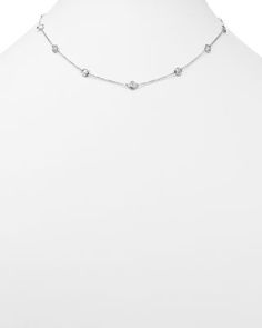 A delicate white gold chain punctuated with white diamonds creates a classic piece of unparalleled elegance exclusive to Bloomingdale's. Elegant Diamond Station Necklace With Single Cut Diamonds, Elegant Station Necklace In Diamond White With Brilliant Cut, Elegant Diamond White Station Necklace With Brilliant Cut, Luxury White Gold Diamond Cut Station Necklace, Elegant Brilliant Cut Diamond White Station Necklace, Elegant White Gold Chain Necklace With Brilliant Cut, Silver Station Necklace Fine Jewelry, Elegant White Gold Station Necklace For Formal Occasions, Elegant Formal White Gold Station Necklace