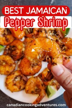 the best jamaican pepper shrimp recipe on a white plate